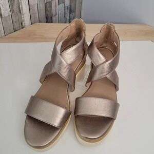 Soul Naturalizer Goodtimes Metallic Champagne Wedge Platform Sandals Womens 9W